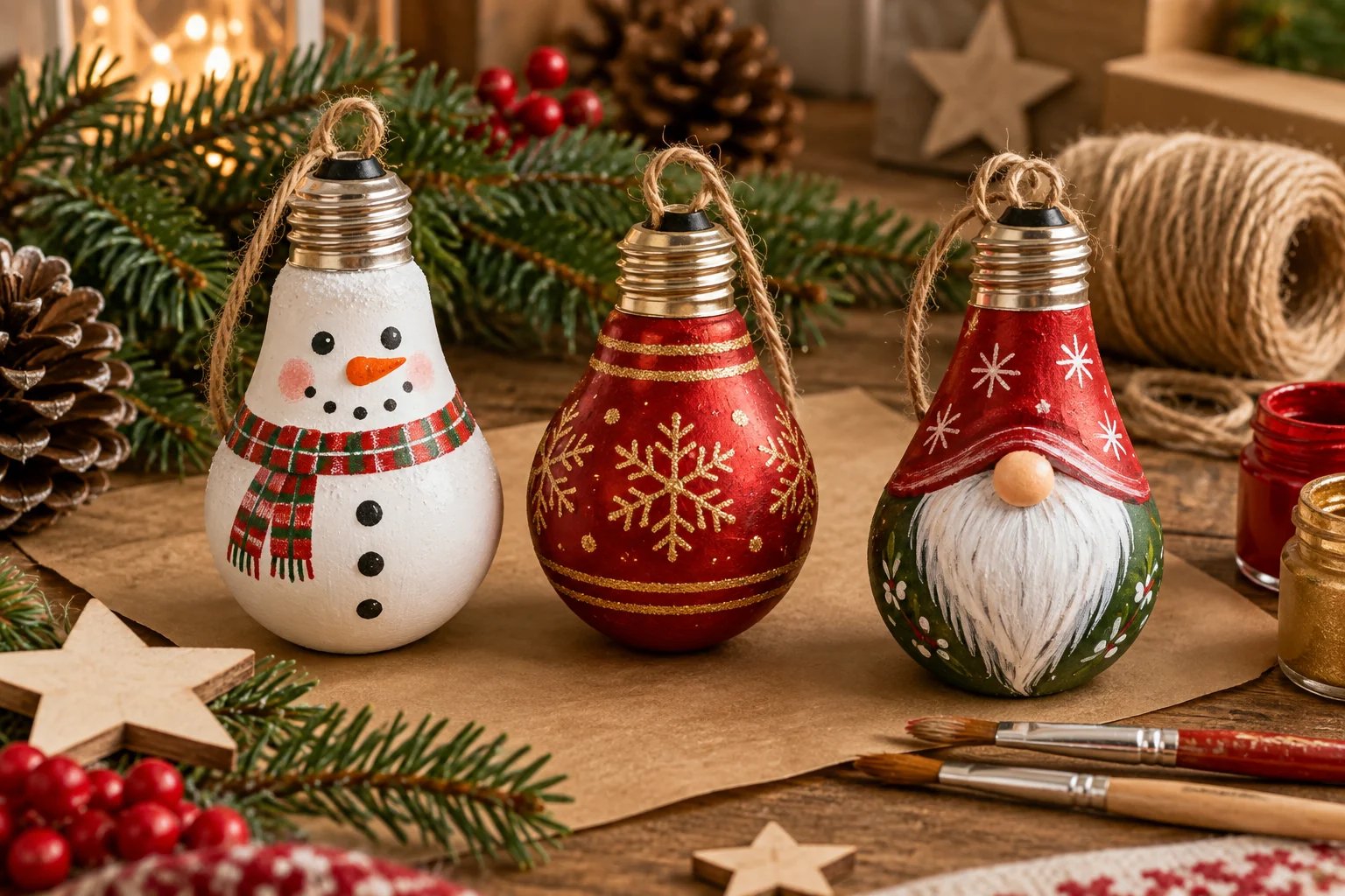 3 addobbi di Natale con lampadine usate: tutorial creativo e sicuro